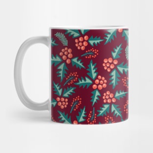Mistletoes with branches and leaves on red Mug